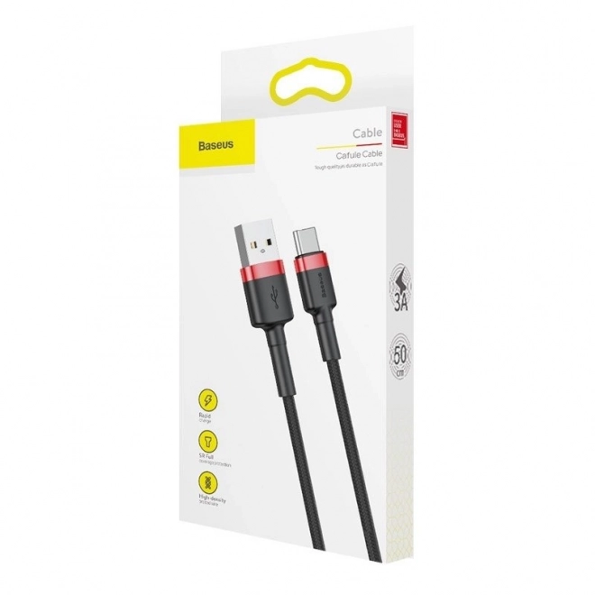 USB-C kabel Baseus Cafule 3A 1m rød-sort
