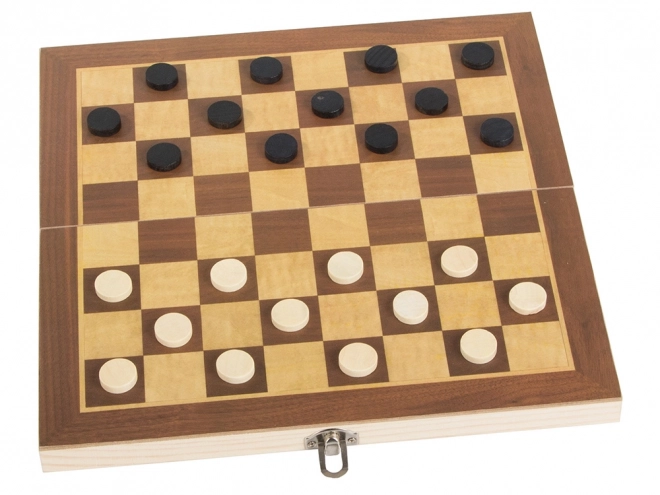 Træspil sæt 3i1: Skak, Dame og Backgammon