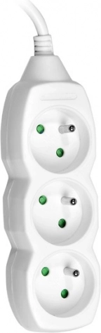 Forlænger-overspændingsliste PowerWatch 3 m hvid (3 stik)