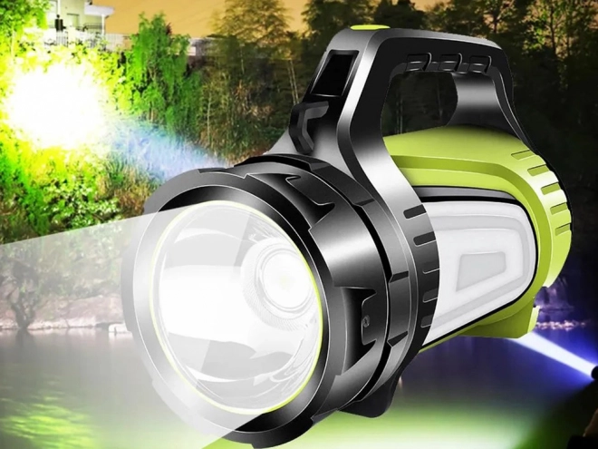 Genopladelig LED-lommelygte med powerbank til camping