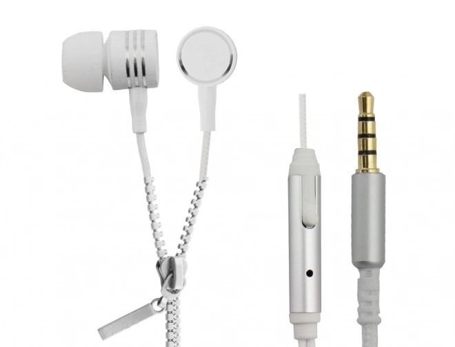 Øretelefoner Zipper med mikrofon, hvide