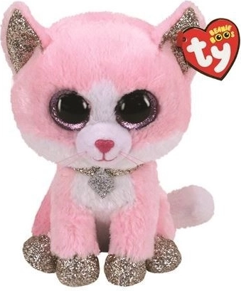 Lyserød kat Fiona plysbamse 24 cm