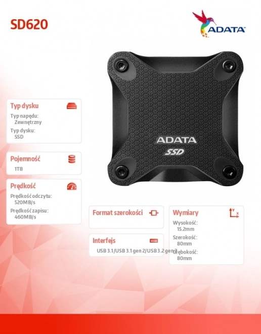 Extern SSD-disk ADATA SD620 1TB