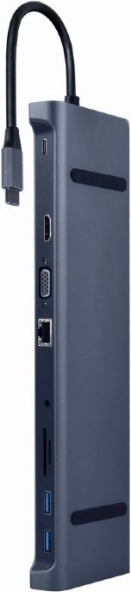 USB-C-hub med strømforsyning, Gigabit Ethernet, VGA, HDMI og 3x USB 3.1 med SD-kortlæser