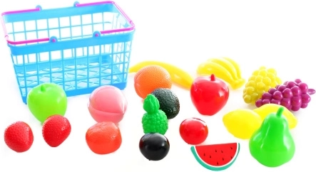 Plastikkurv med frugt til børn