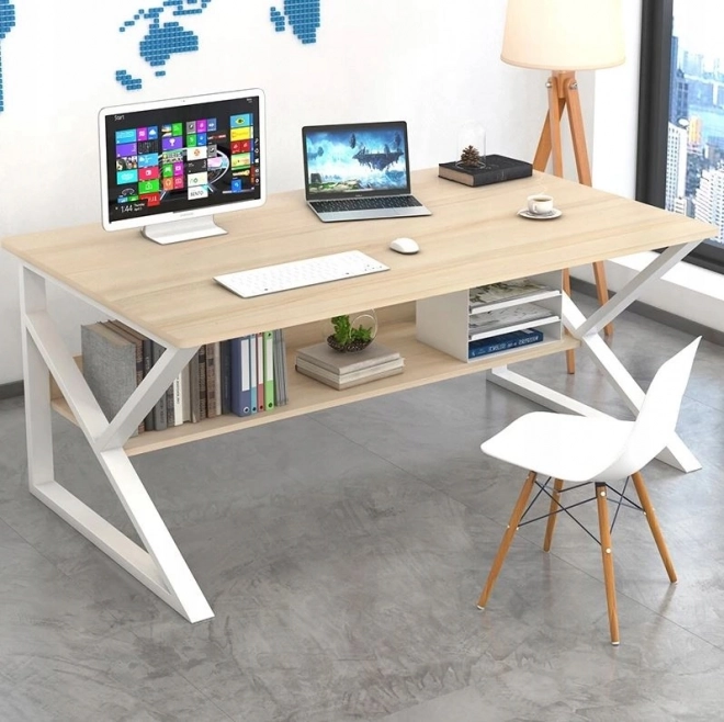 Computerskrivebord med hylde 100x60 cm