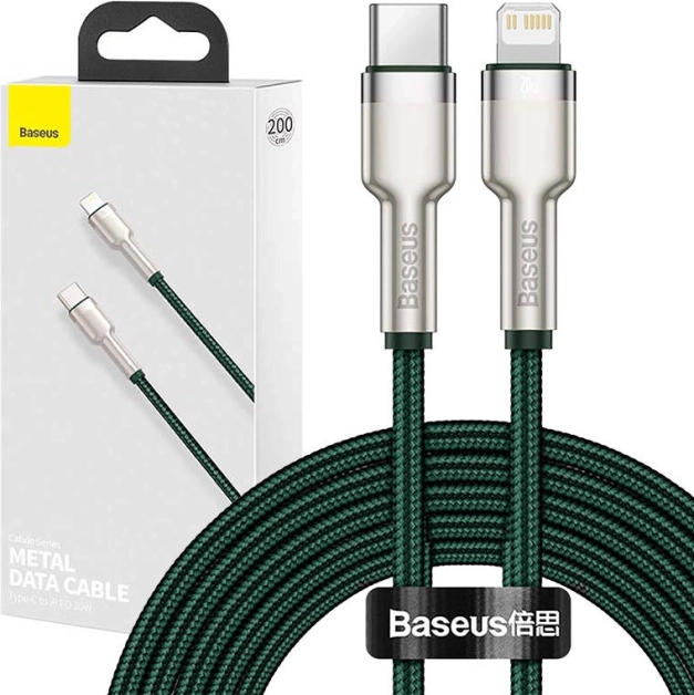 Kabel Baseus USB-C til Lightning 2 m grøn