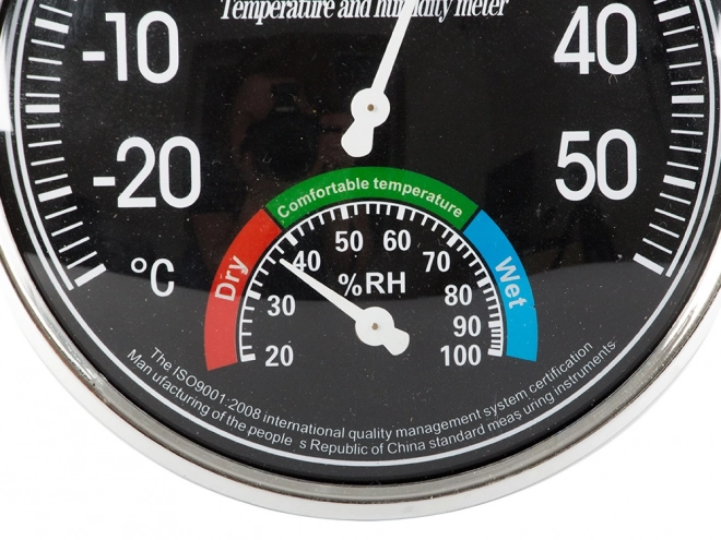 Analogt indeklima hygrometer og termometer sort