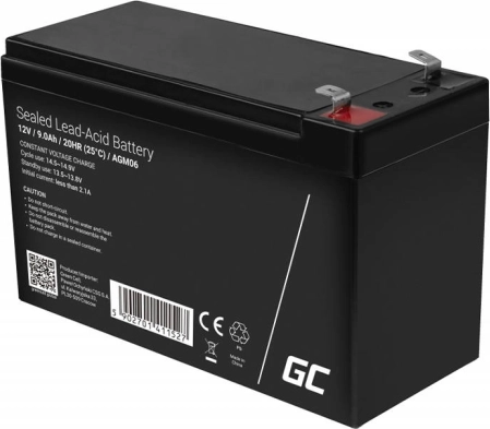 Vedligeholdelsesfrit AGM-batteri 12 V 9 Ah til UPS og alarmer GREEN CELL