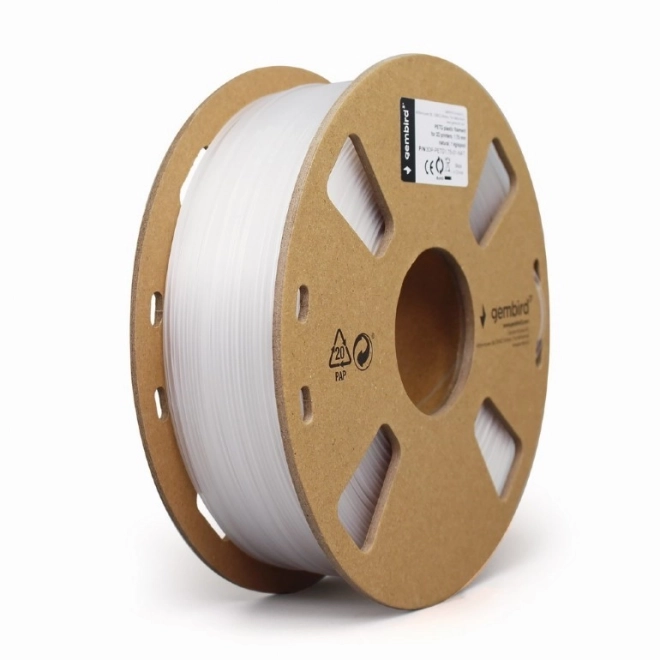 Filament til 3D-printere PETG/1,75 mm/1 kg/hvid