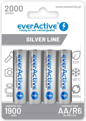 Genopladelige AA-batterier 2000 mAh ready to use, 4 stk