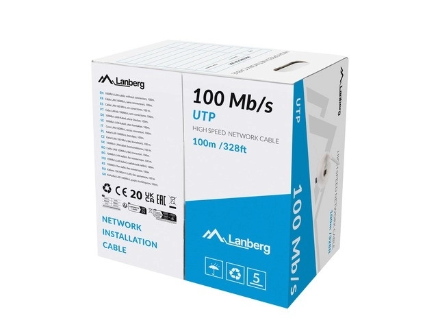Netværkskabel LAN UTP 100MB/s grå 100m