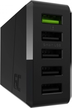Vægoplader GREENCELL ChargeSource 5, 52 W, 5× USB med hurtigopladning