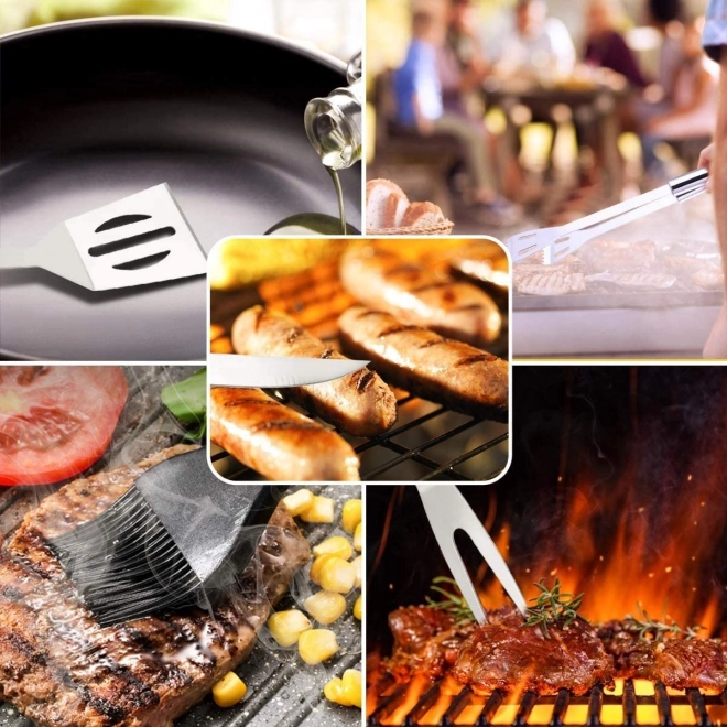 Sæt med grillværktøjer 9-i-1 med etui