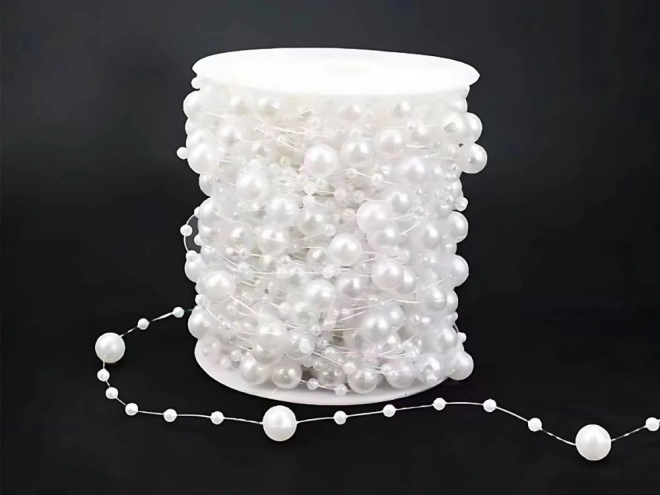 Perlekæde i hvide perler til juletræspynt