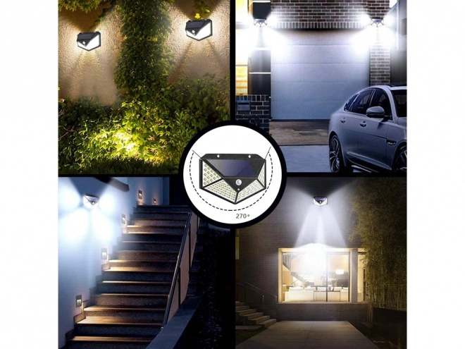Solcellelampe med 100 LED og skumrings-bevægelsessensor