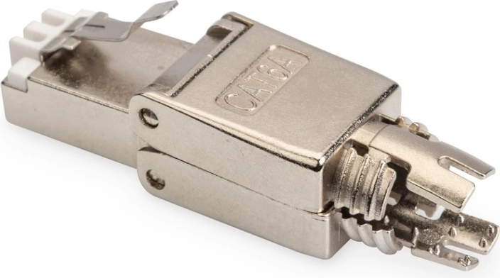 Feltmonterbar RJ45-stik DIGITUS Cat 6A, skærmet, værktøjsfri, PoE++, 10GbE