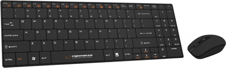 Trådløst Slim-tastatursæt og mus 2,4 GHz Liberty sort