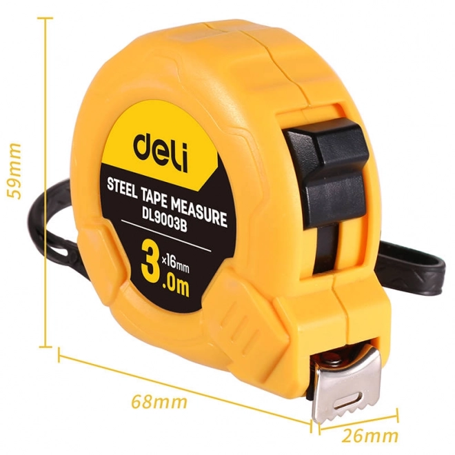 Målebånd 3m/16mm Deli Tools EDL9003B (Gul)
