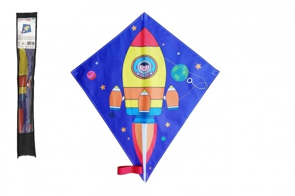 Flyvende drage med rumraket motiv - 70 x 60 cm