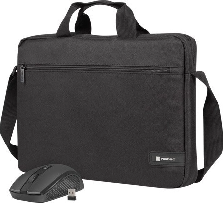 laptoptaske 15,6″ NATEC Wallaroo 2 med trådløs mus, sort