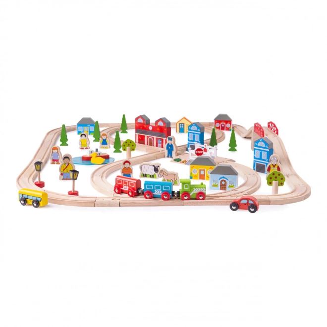 Bigjigs Rail Træjernbane by og landsby 101 dele