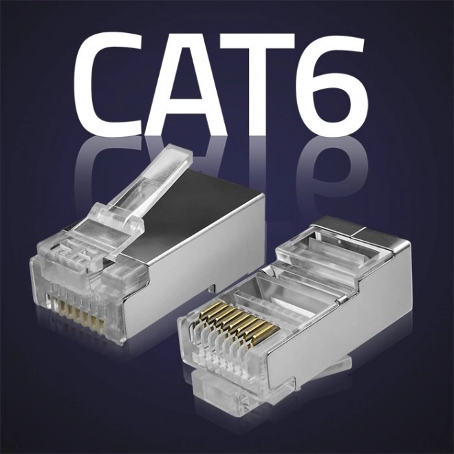 Gennemgang RJ45-stik CAT6 FTP med forgyldte kontakter, 100 stk.