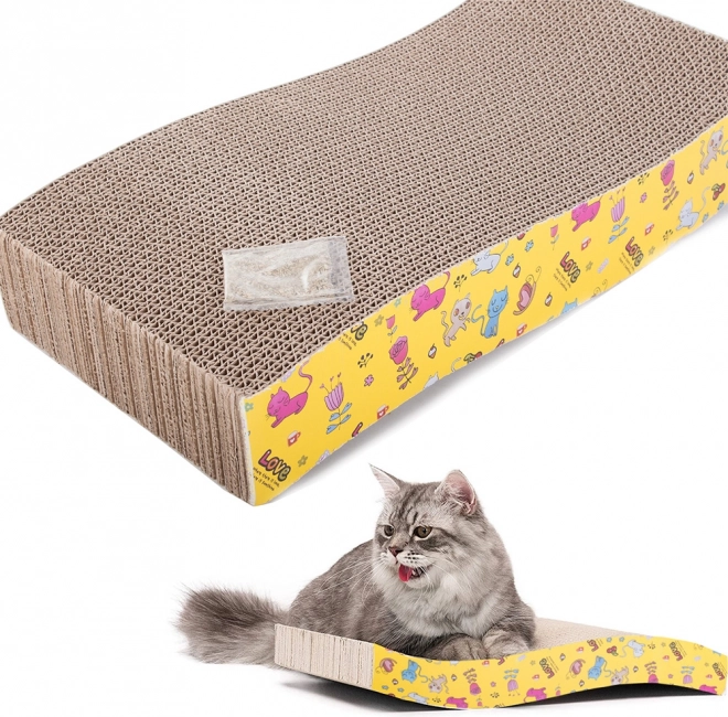 Karton kradsebræt til kat med bølgeprofil og catnip
