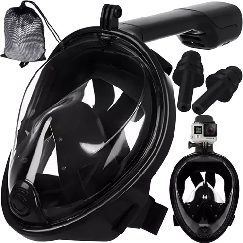 sort helansigtsmaske til snorkling - L/XL