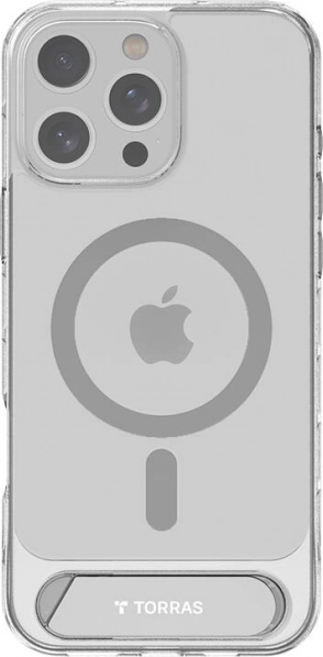 Gennemsigtigt magnetisk etui TORRAS Pstand med kickstand til iPhone 16 Pro Max