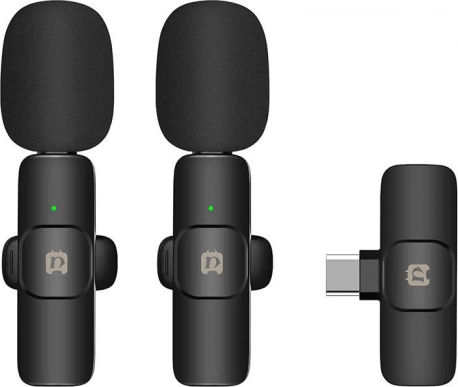 trådløs lavalier-mikrofon usb‑c puluz til android (dobbelt sæt)
