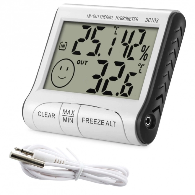Meteorologisk station med termometer, hygrometer og sensor