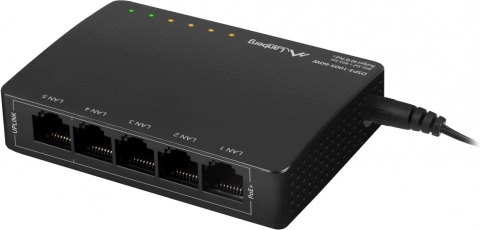 Lanberg PoE+ Switch 5-port skrivebordsmodel 1GB