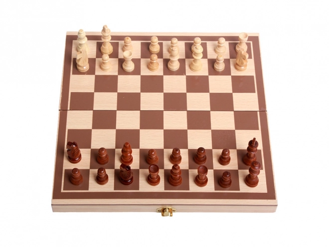 Træspil sæt 3i1: Skak, Dame og Backgammon
