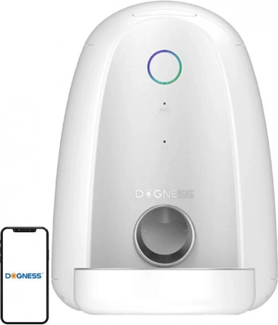 smart automatisk foderautomat til hunde og katte med wi-fi DOGNESS mini, hvid