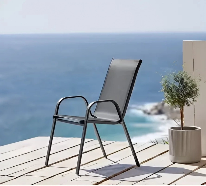 Sæt af havestole til terrasse, altan, grå farve