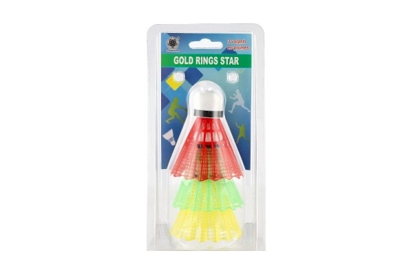 Bold/kurve til badminton farverige plast 3 stk på kort 11x21 cm