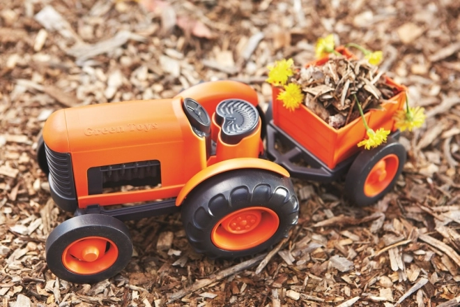 Traktor med anhænger i orange fra Green Toys