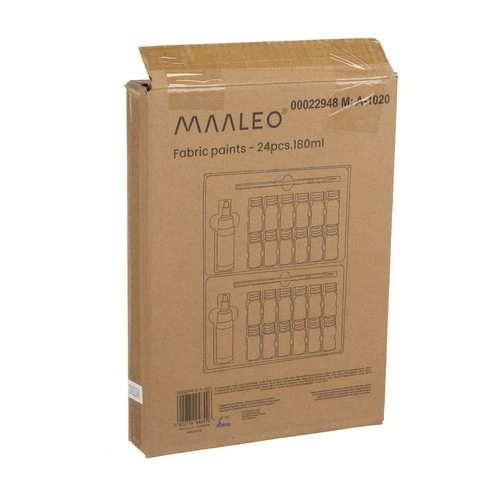 Tekstilfarver - 24 stk. 180ml Maaleo 22948