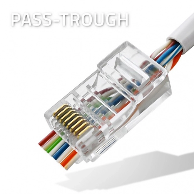 RJ45 CAT6 UTP Gennemgangsstik med forgyldte kontakter, 100 stk