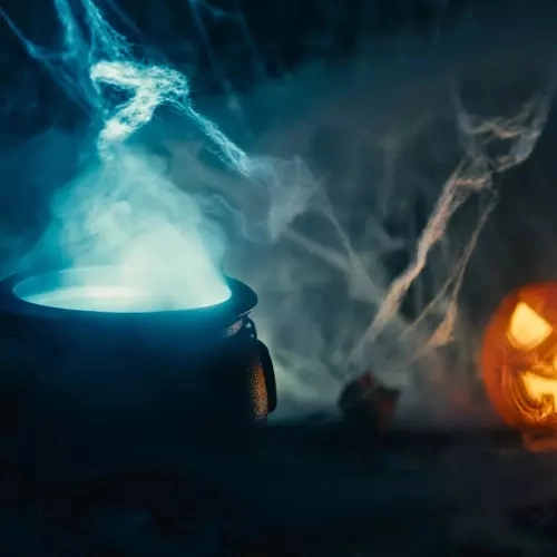 Kunstig Halloween spindelvæv med edderkopper