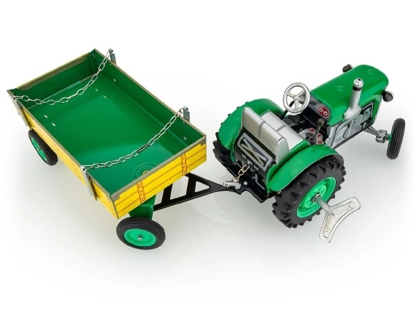 Traktor Zetor med trailer grøn nøgle metal 28cm Kovap i æske