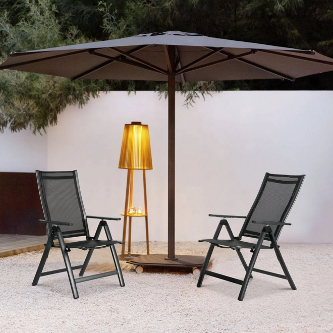 Sæt af 2 foldbare stålhavestole med justerbar rygstøtte ModernHome - sort