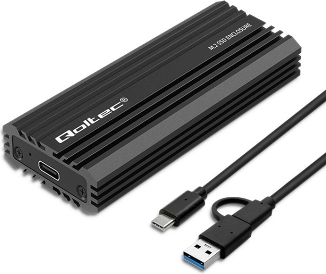 Qoltec kabinet til M.2 SSD NVMe og SATA med USB-C tilslutning, 2TB kapacitet