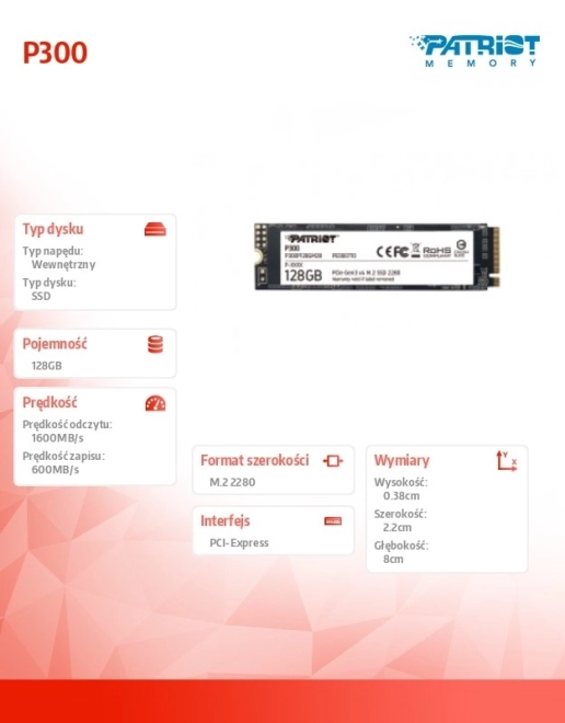 Intern SSD-disk Patriot P300 128 GB