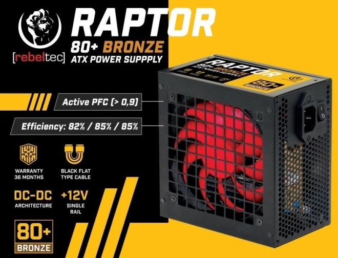 Strømforsyning Rebeltec Raptor 600W Bronze 80+