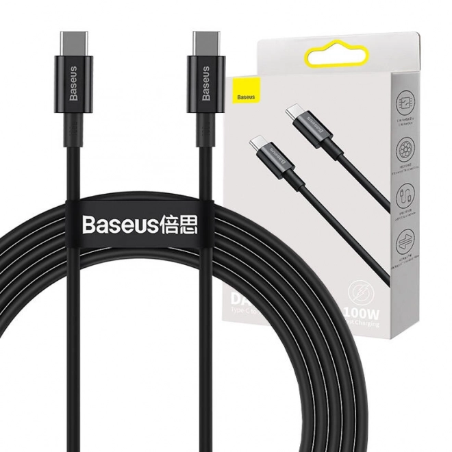 Kabel Baseus Superior Series USB-C til USB-C, 100W, 2m (sort)