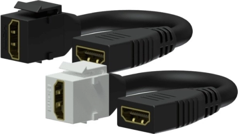 keystone-adapter HDMI A (hun–hun) på kabel, hvid