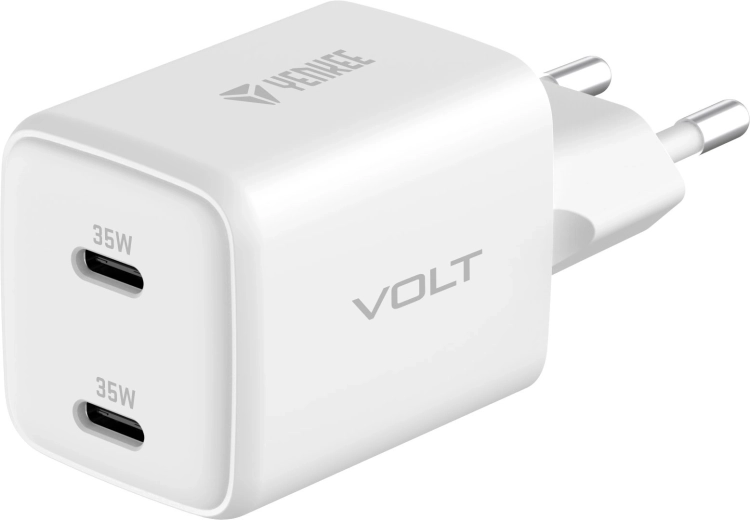 Dual USB-C oplader 35W VOLT GaN hvid