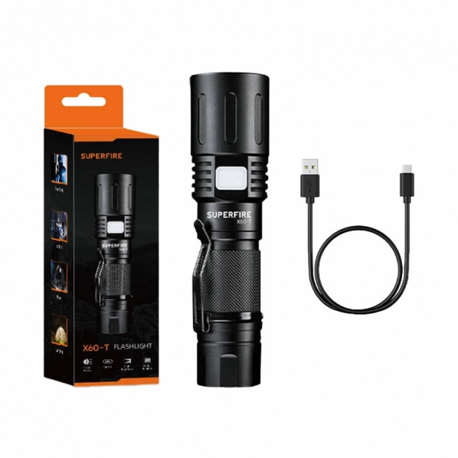 Lommelygte Superfire X60-T USB opladelig, 1500lm